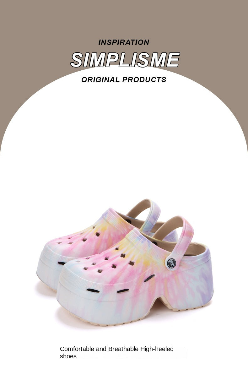 9cm Thick Bottom Cave Shoes Women's High Heeled Sandals Slippers Muffin Garden Shoes