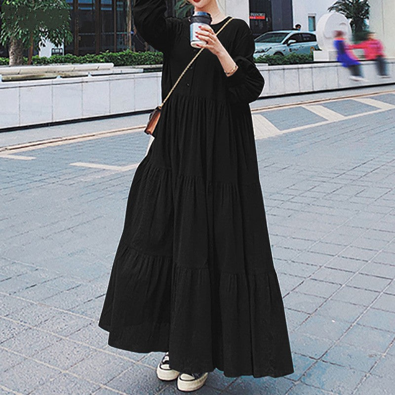 (30% Off Any Two Items)Swing Sleeve V-Neck Ruffle Loose Long Dresses