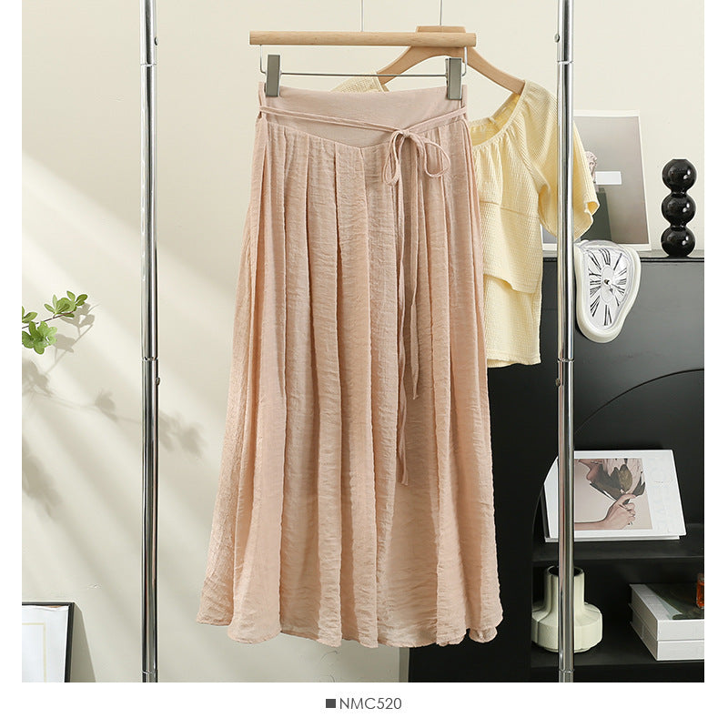 Cotton And Linen Wide Leg Skirt Pants 2024 Summer New High Waist Loose Casual Pants Skirt Thin Dagging Linen Skirt Pants Long Pants