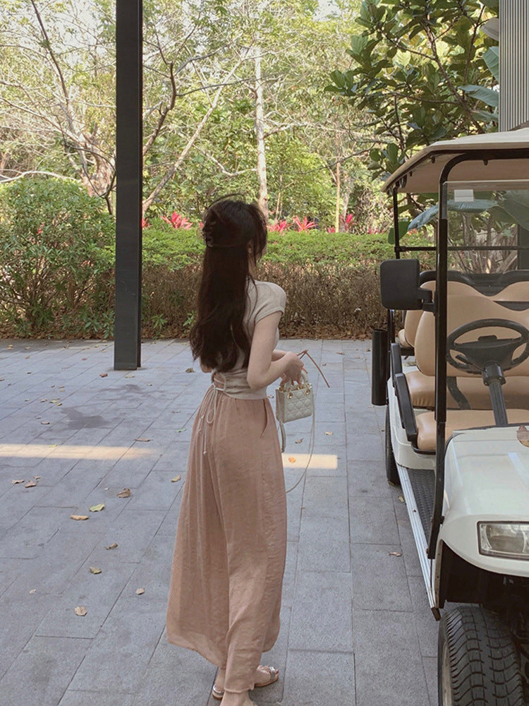 Cotton And Linen Wide Leg Skirt Pants 2024 Summer New High Waist Loose Casual Pants Skirt Thin Dagging Linen Skirt Pants Long Pants