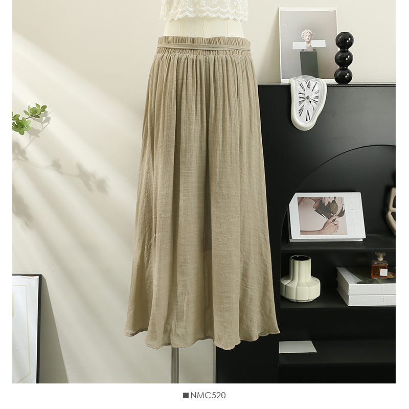 Cotton And Linen Wide Leg Skirt Pants 2024 Summer New High Waist Loose Casual Pants Skirt Thin Dagging Linen Skirt Pants Long Pants