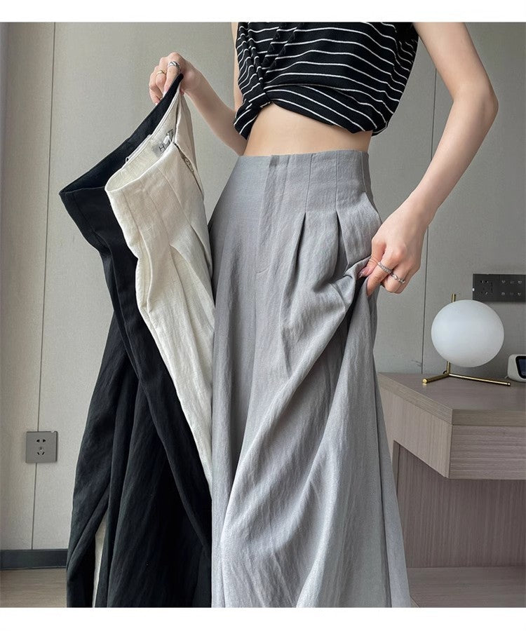 2025 summer thin section high waist loose drape lazy wind cool cotton trousers
