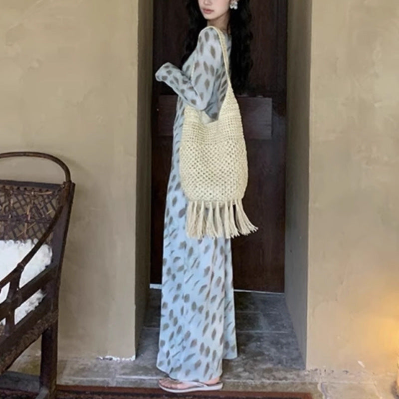 2025 Spring Sexy Elegant Temperament Dress Irregular Floral Long Skirt