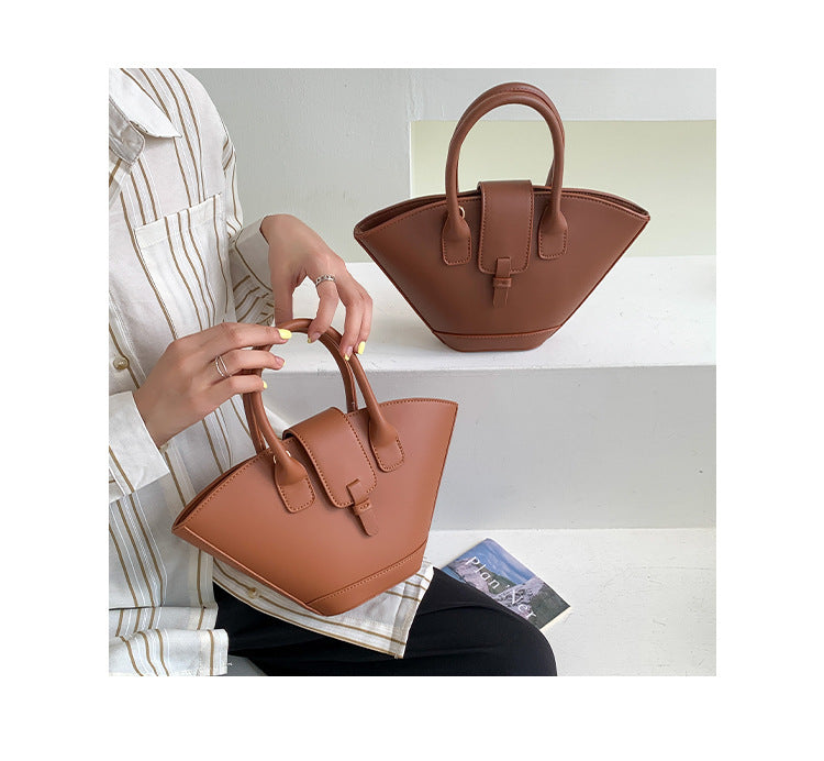 Large Capacity Hundred Korean Retro Fan Handbag Niche Design Personalised Crossbody Bag  Colour White Grey Grey