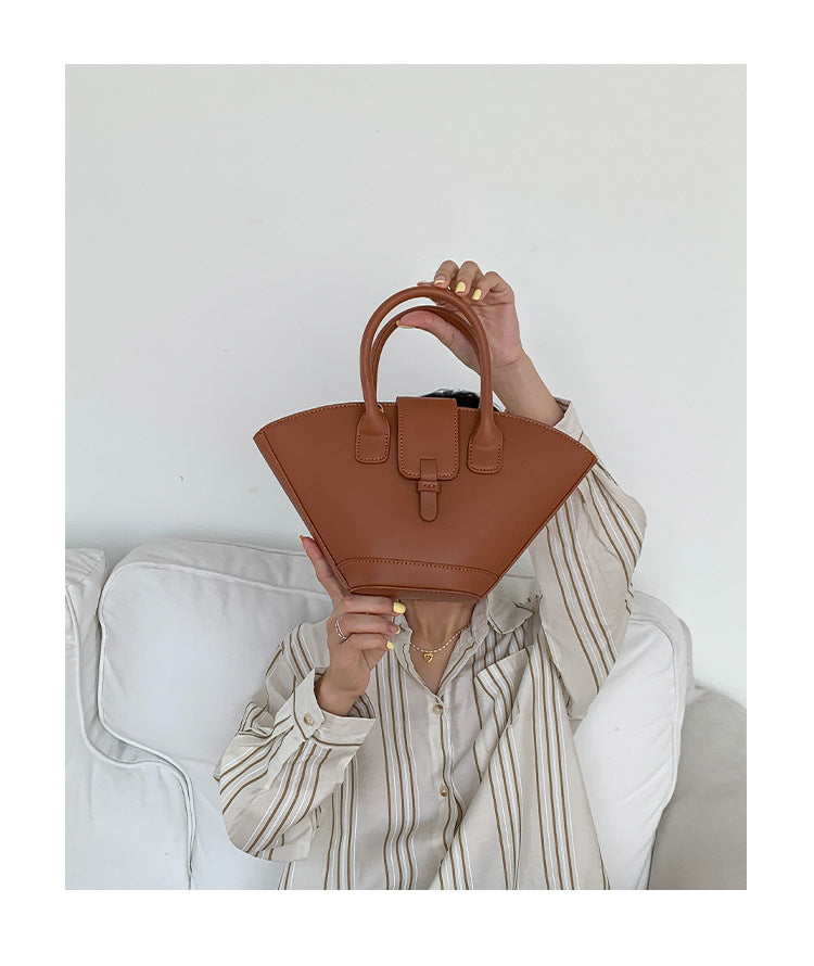 Large Capacity Hundred Korean Retro Fan Handbag Niche Design Personalised Crossbody Bag  Colour White Grey Grey