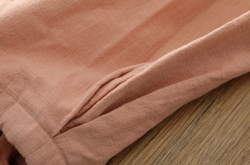 New cotton and linen women's pants, loose and versatile, slim sand-washed linen bloomers