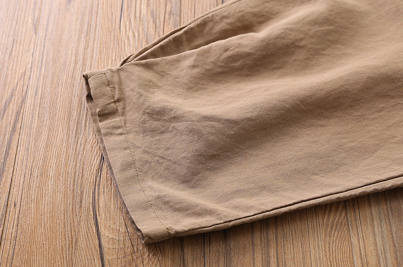 New cotton and linen women's pants, loose and versatile, slim sand-washed linen bloomers