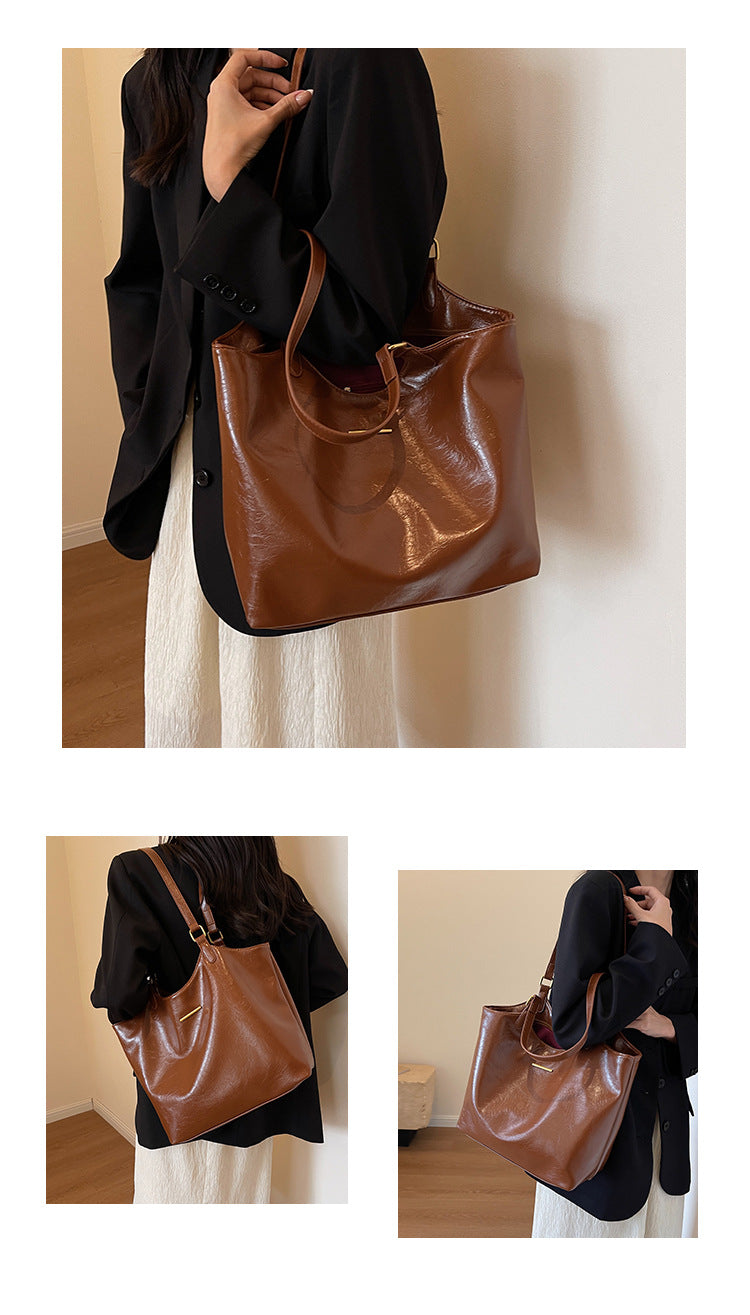 New fashion retro commuter tote bag senior sense handbag shoulder bag