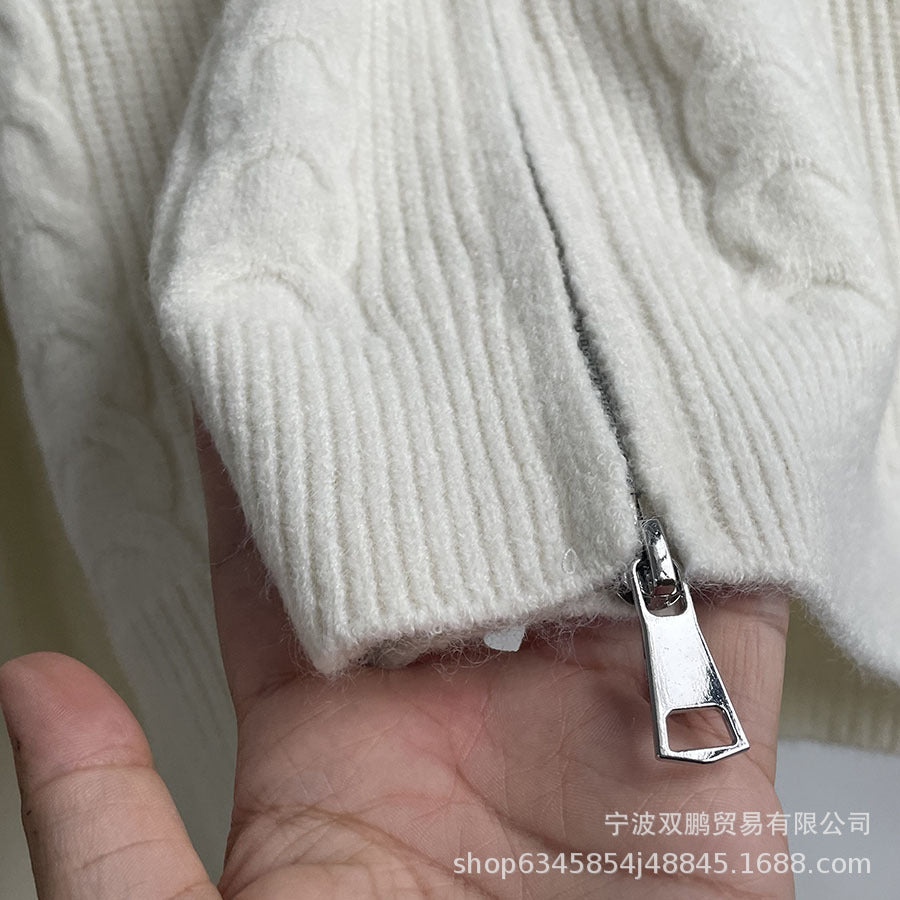 Hot sale loose knit suit women 2024 autumn and winter new zip cardigan jumper + fishtail skirt