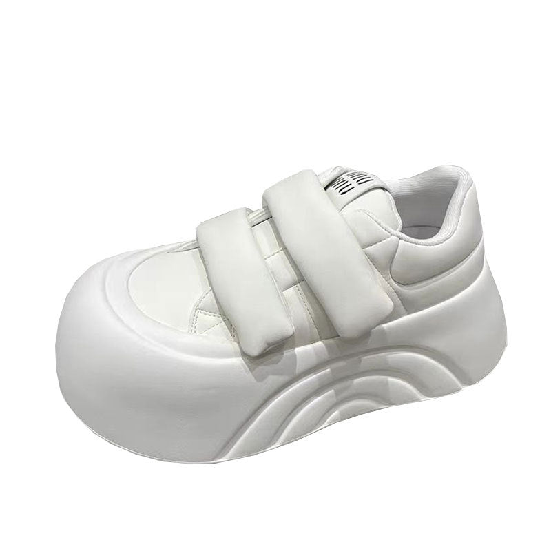 Ugly cute big head shoes velcro thick bottom small white shoes women