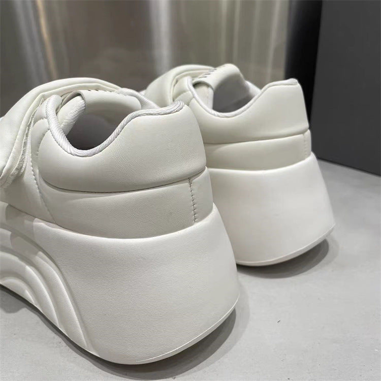 Ugly cute big head shoes velcro thick bottom small white shoes women