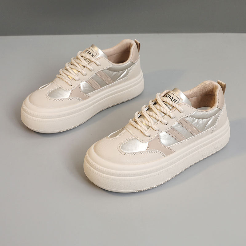 Spring and Autumn thin bottom heightening casual wearable Korean plate shoes