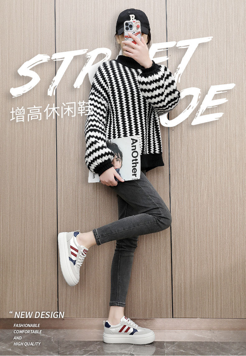 Spring and Autumn thin bottom heightening casual wearable Korean plate shoes