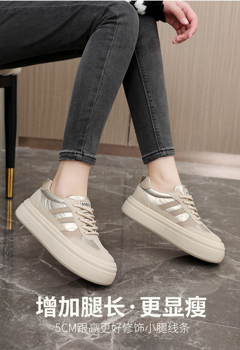 Spring and Autumn thin bottom heightening casual wearable Korean plate shoes