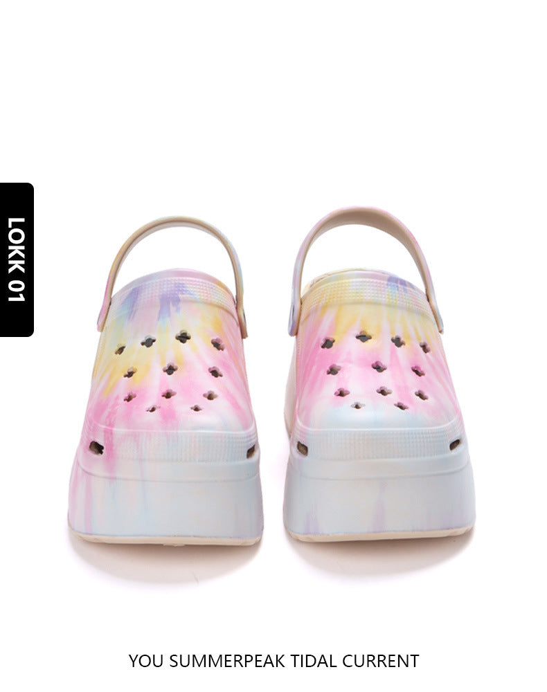 9cm Thick Bottom Cave Shoes Women's High Heeled Sandals Slippers Muffin Garden Shoes