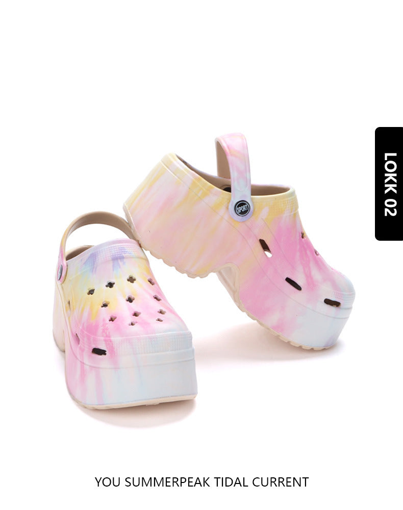 9cm Thick Bottom Cave Shoes Women's High Heeled Sandals Slippers Muffin Garden Shoes