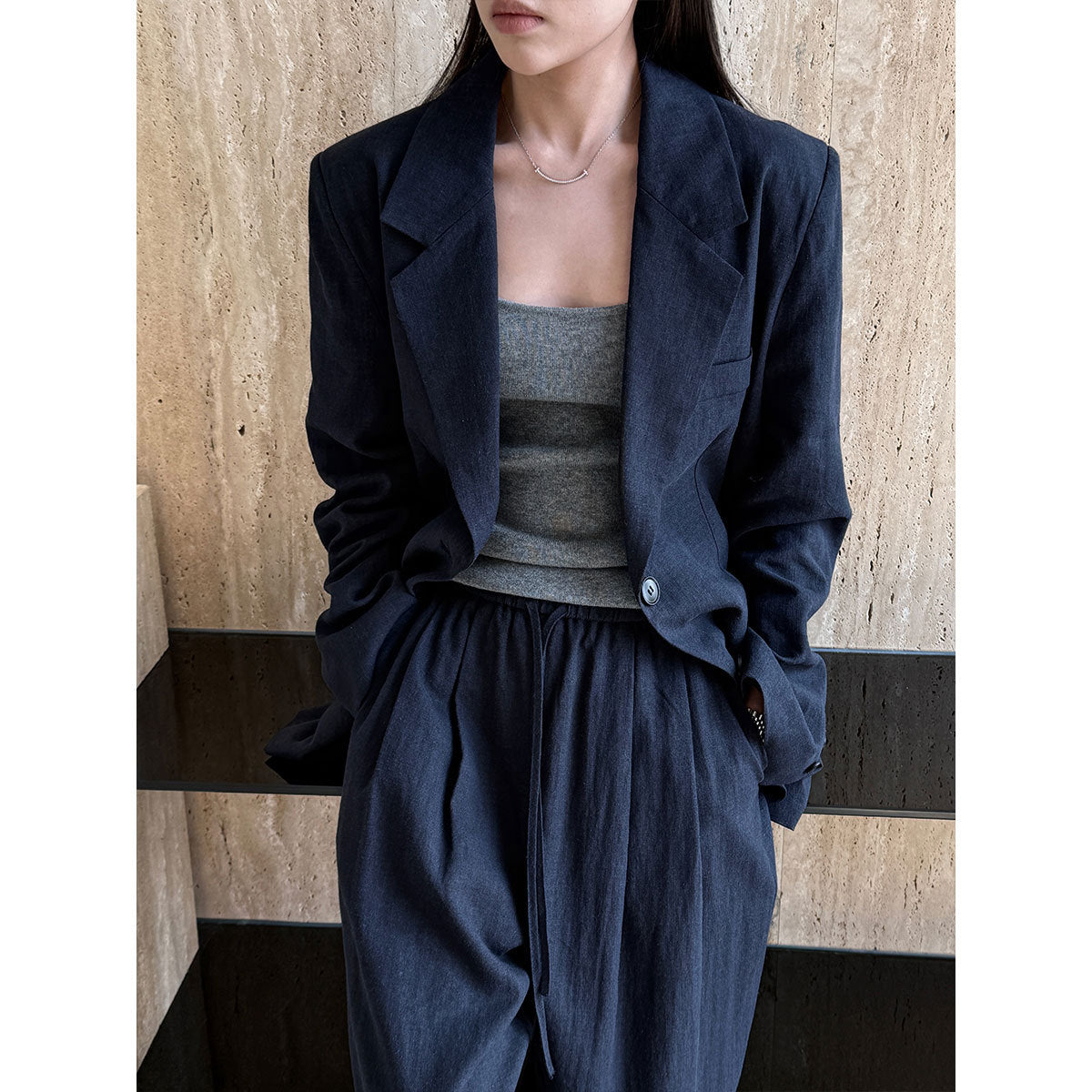 Senior sense of wear linen suit jacket women 2025 spring cotton linen small suit