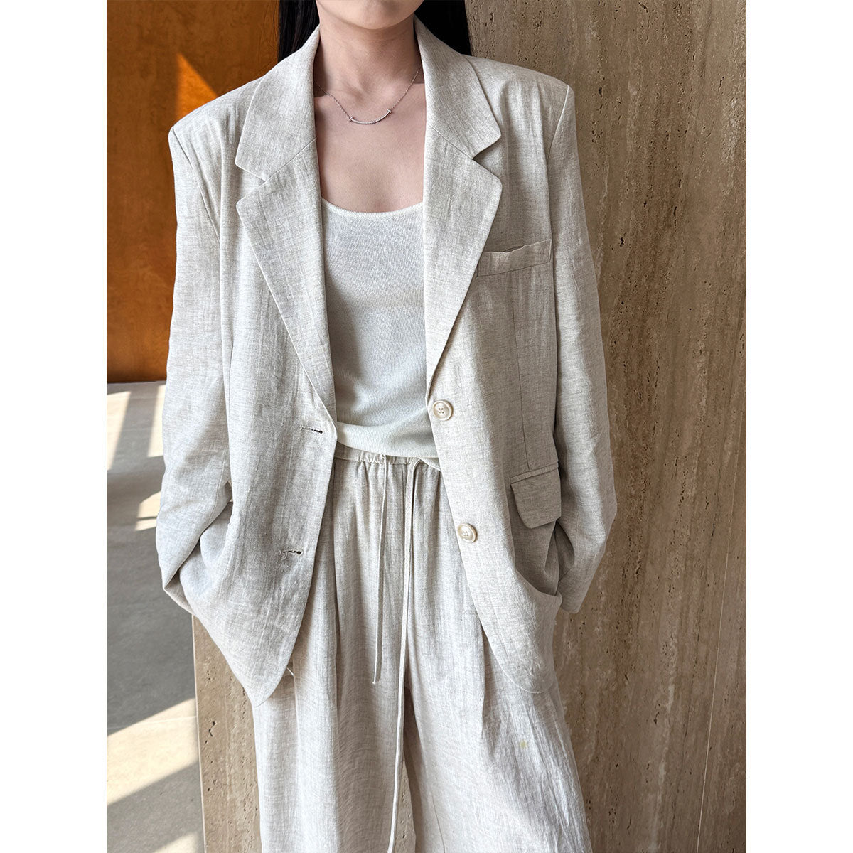Senior sense of wear linen suit jacket women 2025 spring cotton linen small suit