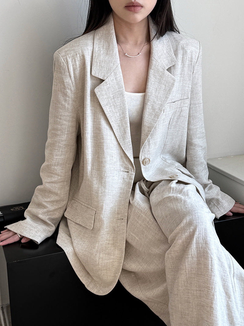 Senior sense of wear linen suit jacket women 2025 spring cotton linen small suit