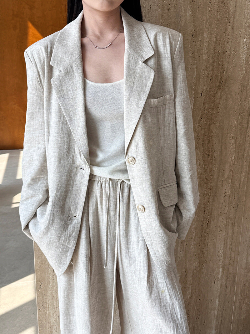 Senior sense of wear linen suit jacket women 2025 spring cotton linen small suit