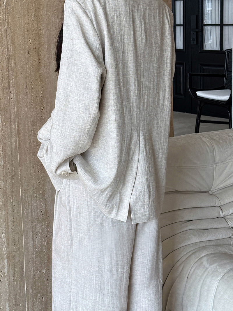 Senior sense of wear linen suit jacket women 2025 spring cotton linen small suit