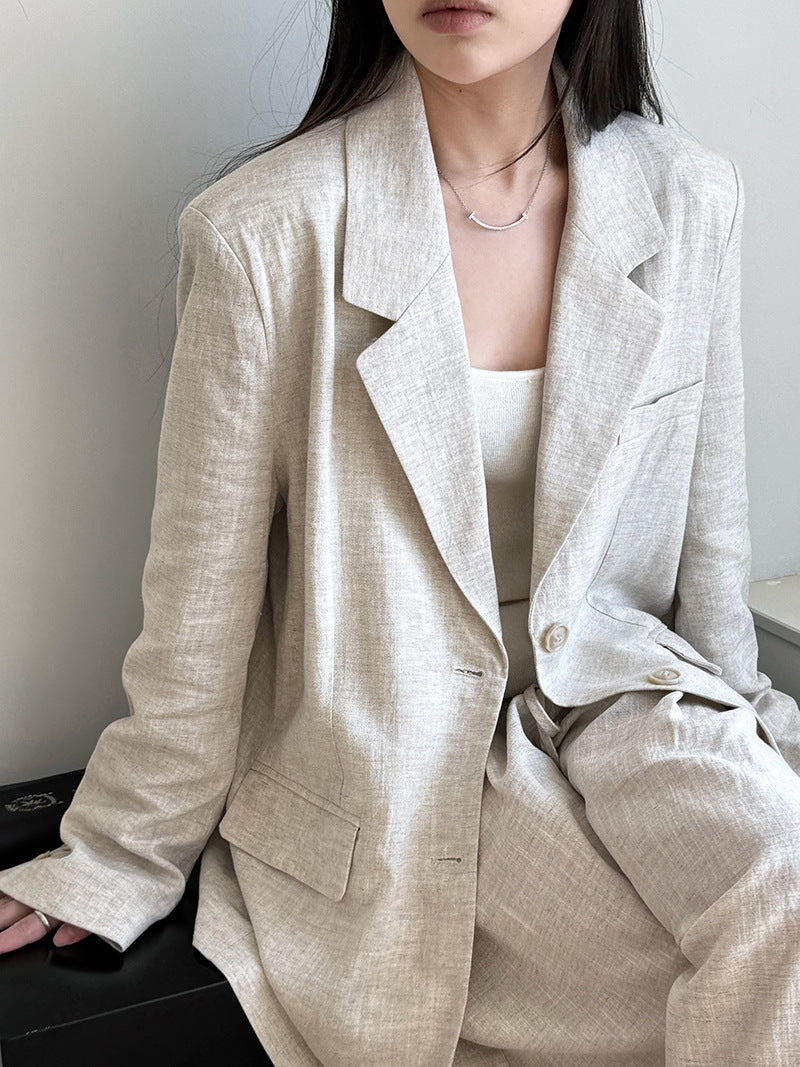 Senior sense of wear linen suit jacket women 2025 spring cotton linen small suit