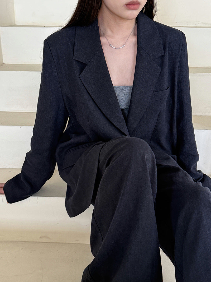 Senior sense of wear linen suit jacket women 2025 spring cotton linen small suit