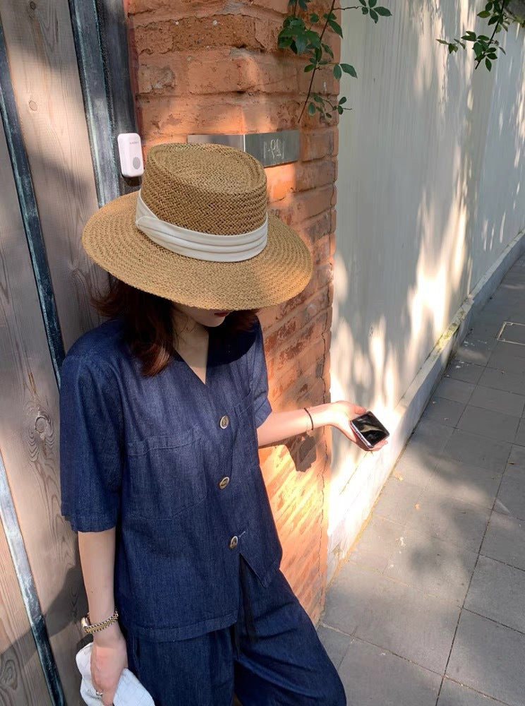 Summer thin straight nine-minute wide-leg trousers tencel trousers