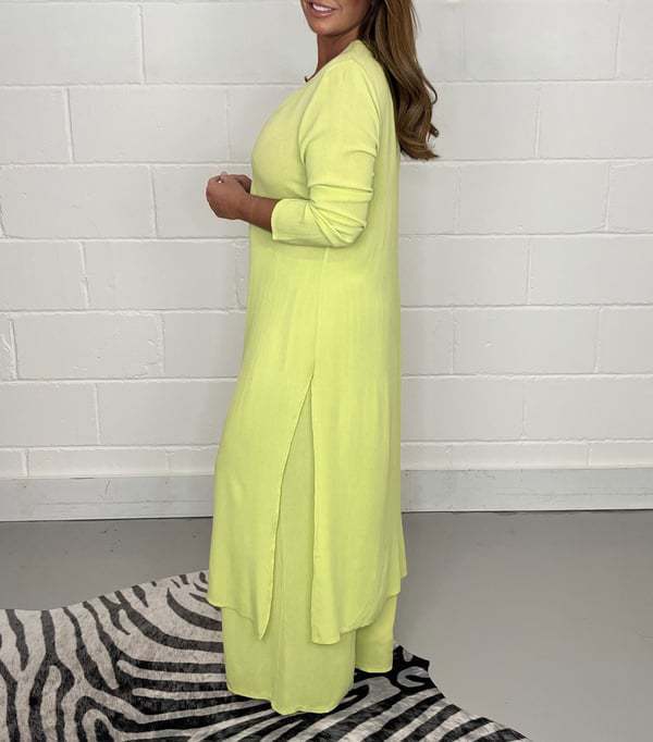 Spring and Summer Women's V-Neck Long Sleeve Split Top Pants Two Piece Suit