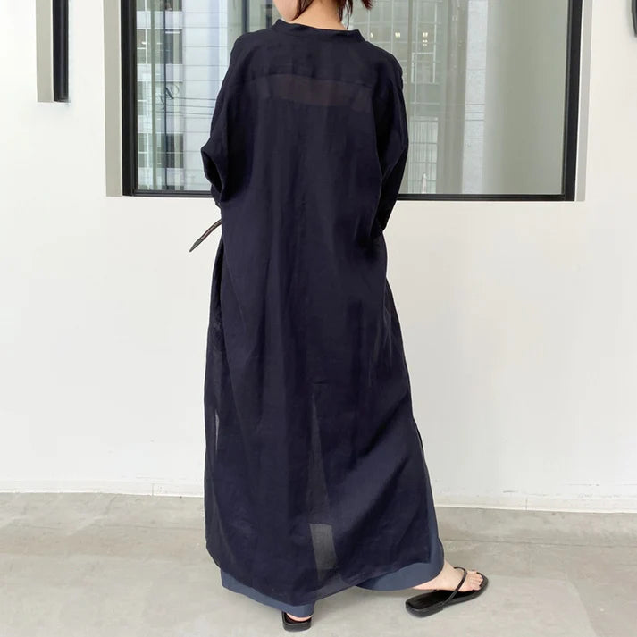 Spring and summer new solid color linen loose thin section dresses