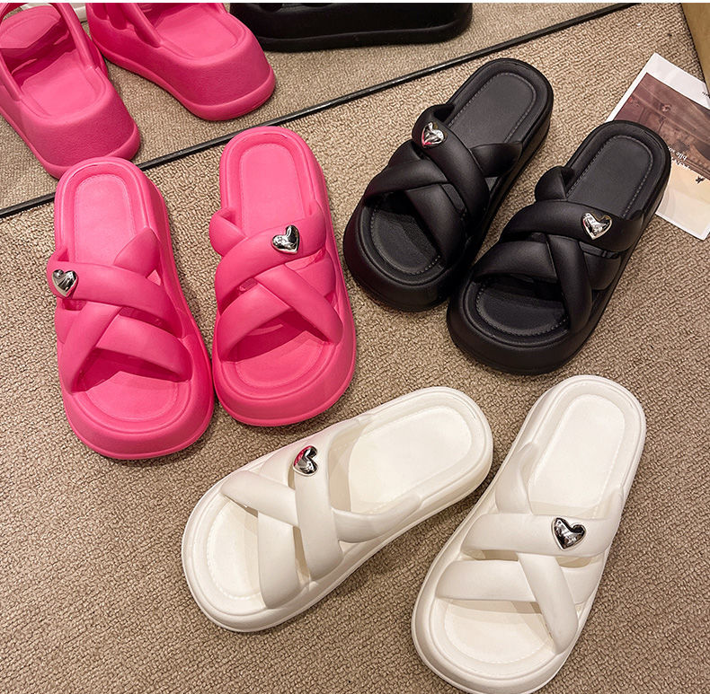 Summer thick bottom 6.0CM love slippers anti-slip and anti-odor