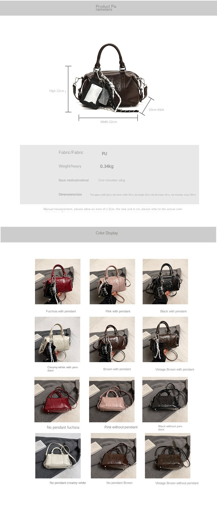 Vintage Trend Niche Tote Boston Pillow Bag Female